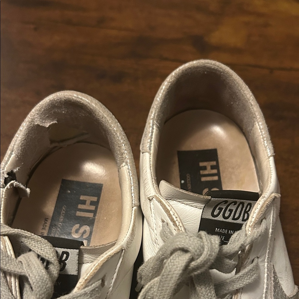 Golden Goose Deluxe White and Silver Sneakers - Picture 3 of 6
